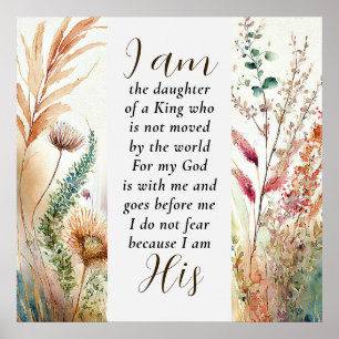 I am the daughter of a King Christian Faith Quote Poster