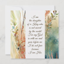 I am the daughter of a King Christian Quote Card
