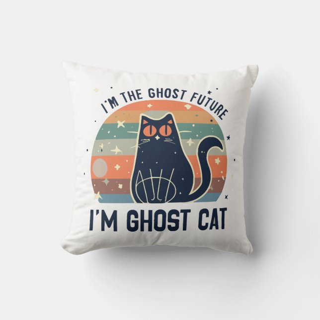 I AM THE GHOST FUTURE, GHOST CAT  CUSHION (Front)