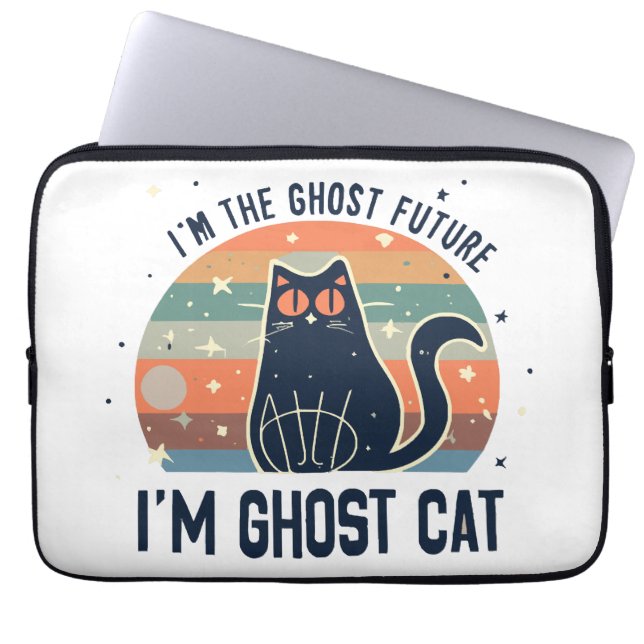 I AM THE GHOST FUTURE, GHOST CAT  LAPTOP SLEEVE (Front)