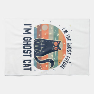 I AM THE GHOST FUTURE, GHOST CAT TEA TOWEL