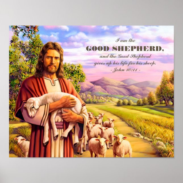 I am the Good Shepherd. Jesus Painting Art Print (Front)