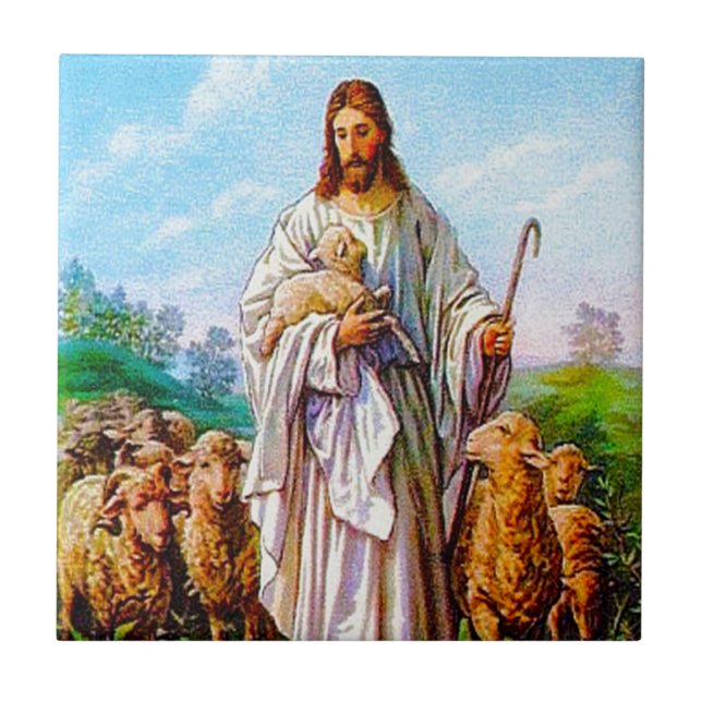 I Am the Good Shepherd John 10:7-21 Ceramic Tile (Front)
