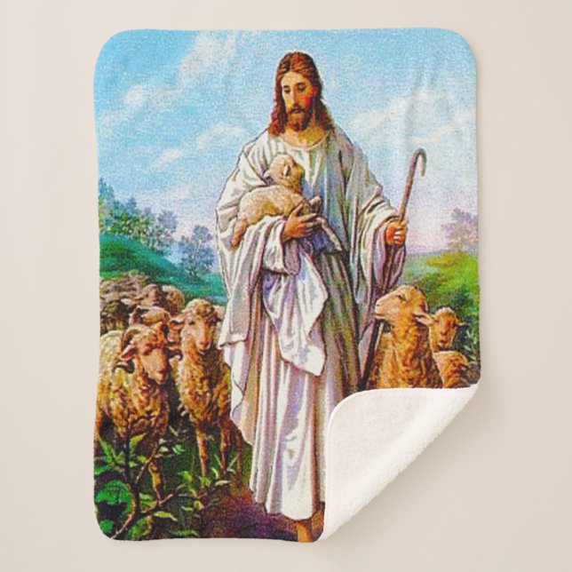 I Am the Good Shepherd John 10:7-21 Sherpa Blanket (Front)