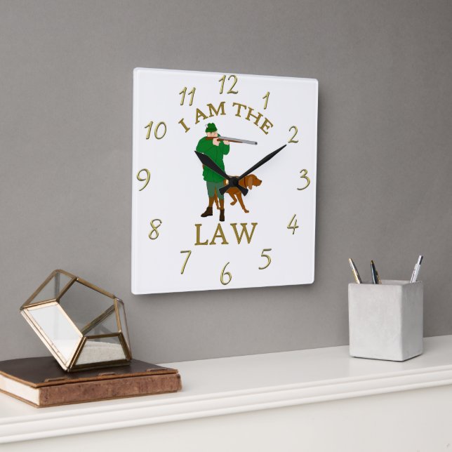 I am the law with a farmer with a gun square wall clock (Office)