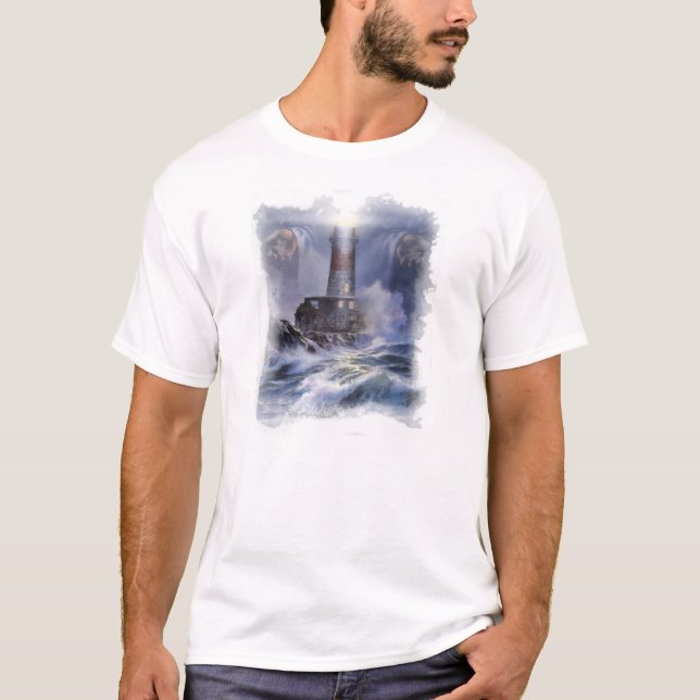"I am the Light" men's T-shirt with lighthouse (Front)
