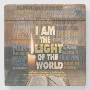 I am the Light of the World - John 8:12 Stone Coaster