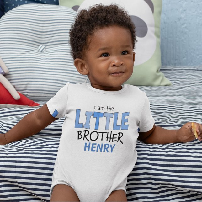 I am the Little Brother Whimsical Blue Cute Baby Bodysuit (Creator Uploaded)