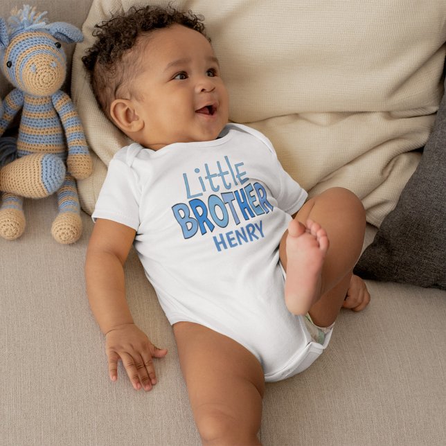 I am the Little Brother Whimsical Cute Blue Baby Bodysuit (Creator Uploaded)