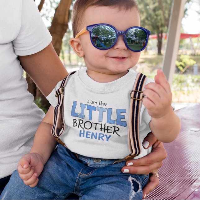 I am the Little Brother Whimsical Cute Blue Baby T-Shirt (Creator Uploaded)