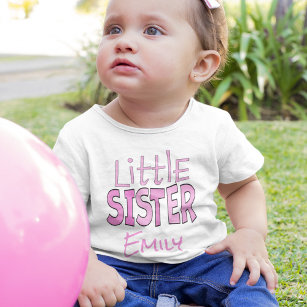 I am the Little Sister Cute Modern Pink Baby T-Shirt
