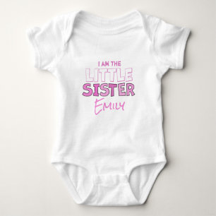 I am the Little Sister Cute Pink Minimalist Baby Bodysuit