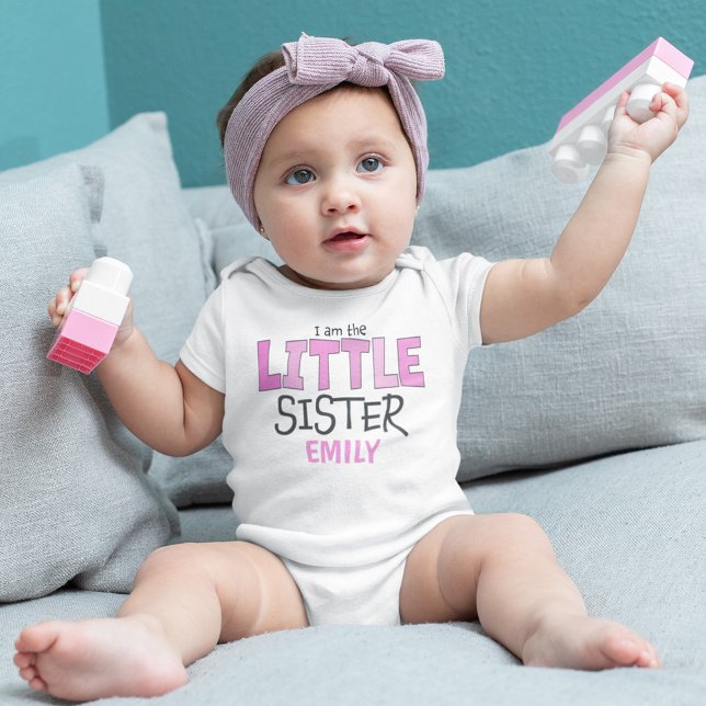 I am the Little Sister Modern Cute Family Baby Bodysuit (Creator Uploaded)