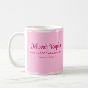 I am the Lord Who Heals You Bible Verse Light Pink Coffee Mug