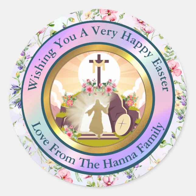 I am the resurrection and the life  classic round sticker (Front)