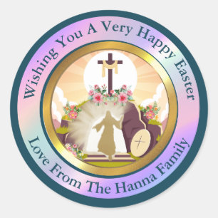 I am the resurrection and the life classic round sticker