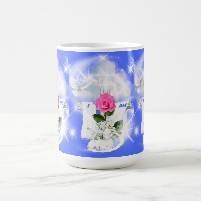 I Am The Resurrection Blue Coffee Mug (Center)