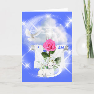  I Am The Resurrection Blue Greeting Card