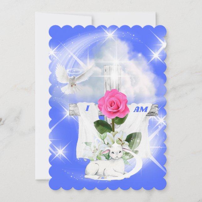 I Am The Resurrection Blue Note Card (Front)
