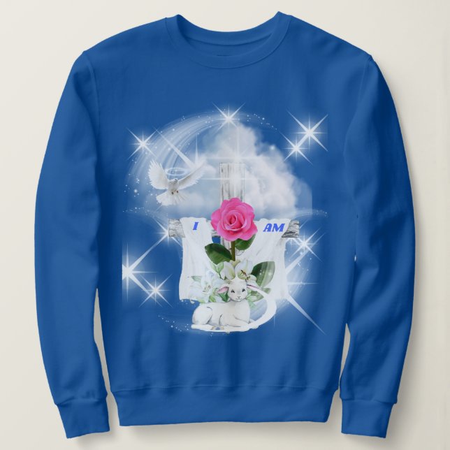 I Am The Resurrection Blue Sweatshirt (Design Front)