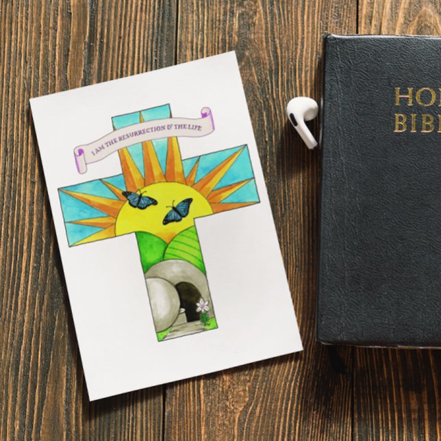 I AM the Resurrection Cross Inspirational Postcard (Creator Uploaded)