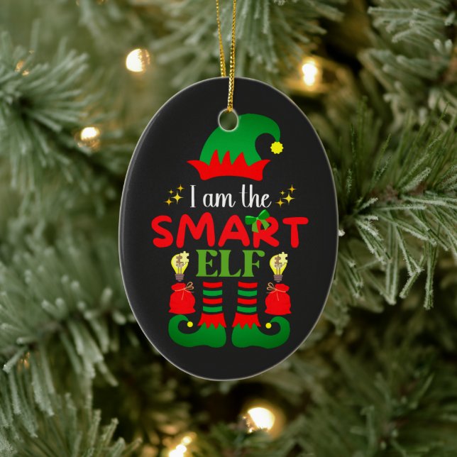 I Am The Smart Elf Ceramic Ornament (Tree)