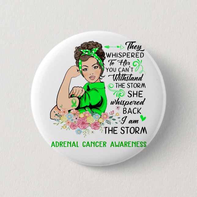 I Am The Storm ADRENAL CANCER Awareness 6 Cm Round Badge (Front)