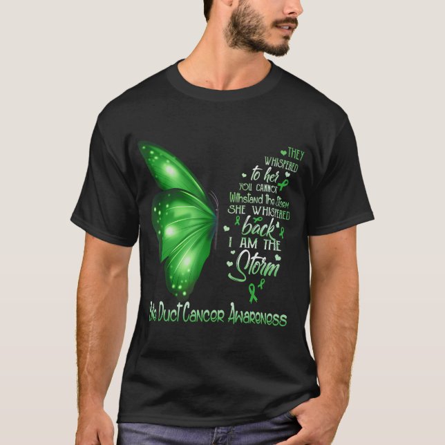 I Am The Storm Bile Duct Cancer Awareness Butterfl T-Shirt (Front)
