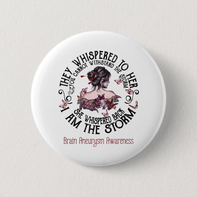I Am The Storm Brain Aneurysm Awareness 6 Cm Round Badge (Front)