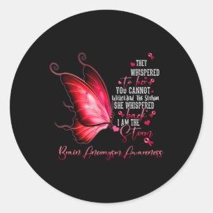 I Am The Storm Brain Aneurysm Awareness Butterfly Classic Round Sticker