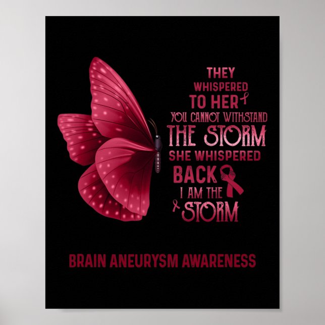 I Am The Storm Brain Aneurysm Awareness Butterfly  Poster (Front)