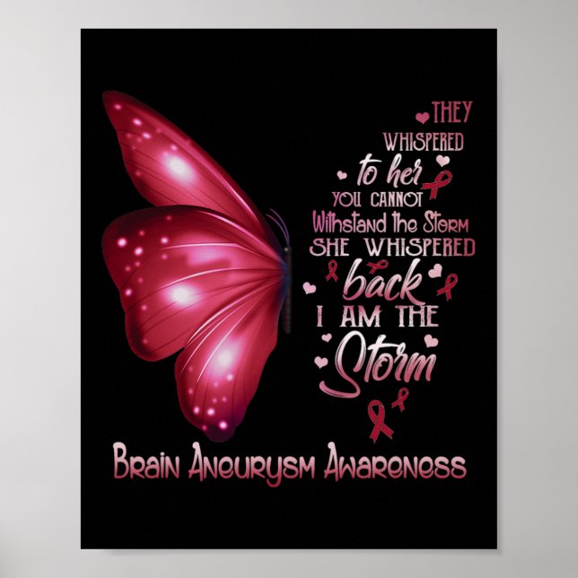 I am the storm Brain Aneurysm Awareness Butterfly  Poster (Front)