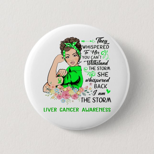 I Am The Storm LIVER CANCER Awareness 6 Cm Round Badge (Front)