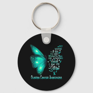 I Am The Storm Ovarian Cancer Awareness Butterfly Key Ring