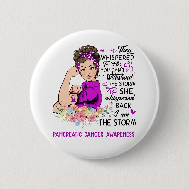 I Am The Storm PANCREATIC CANCER Awareness 6 Cm Round Badge (Front)