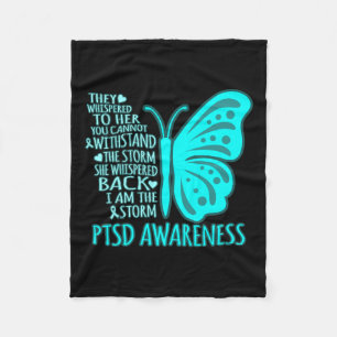 I Am The Storm Ptsd Stress Awareness Ribbon Graphi Fleece Blanket