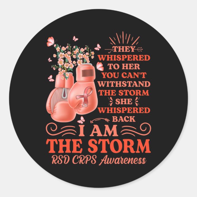 I am the storm RSD CRPS Awareness Boxing Gloves Bu Classic Round Sticker (Front)
