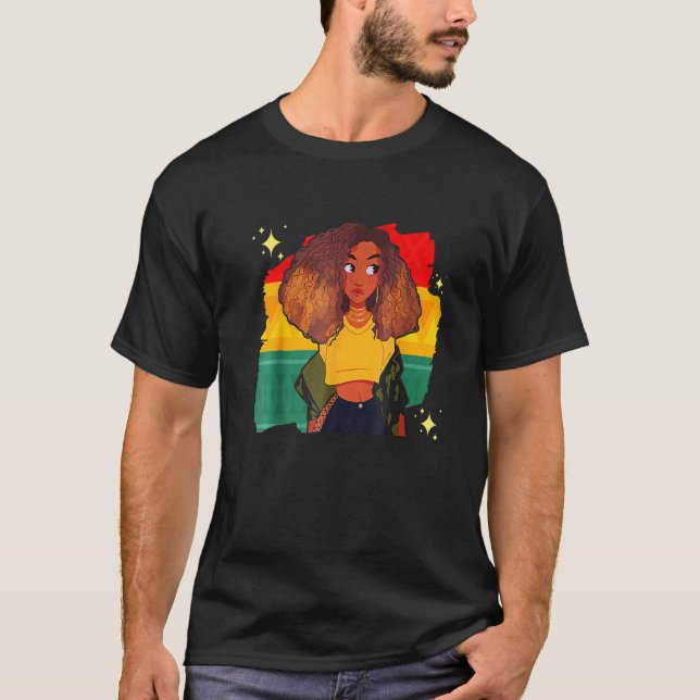 I Am The Strong African Queen Girls Black History  T-Shirt (Front)