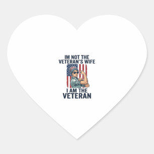 I Am the Veteran Patriotic Woman Veteran Design_1 Heart Sticker