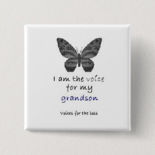 I am the Voice for my grandson blue 15 Cm Square Badge
