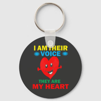 I Am Their Voice They Are My Heart Key Ring
