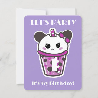 I AM TURNING ONE BIRTHDAY INVITATION KAWAII