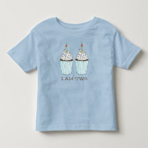 I Am Two 2 Toddler Second Birthday Cake Cupcake T-Shirt