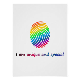I Am Unique and Special – Rainbow Fingerprint Poster