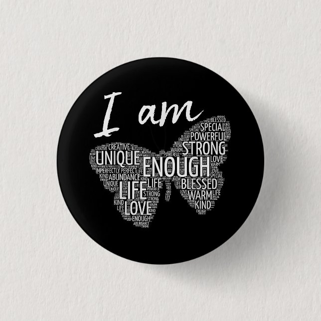 I Am Unique Strong Law of Attraction Positive Affi 3 Cm Round Badge (Front)