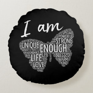 I Am Unique Strong Law of Attraction Positive Affi Round Cushion