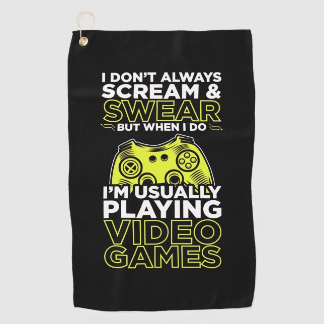 I Am Usually Playing Video Games Golf Towel (Front)