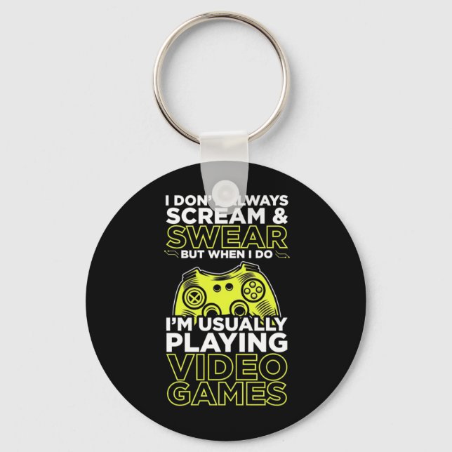 I Am Usually Playing Video Games Key Ring (Front)