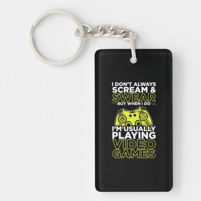 I Am Usually Playing Video Games Key Ring (Front)
