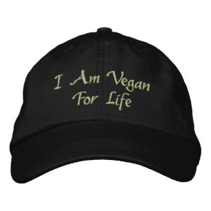 I Am Vegan For Life. Green. Slogan. Custom Embroidered Hat